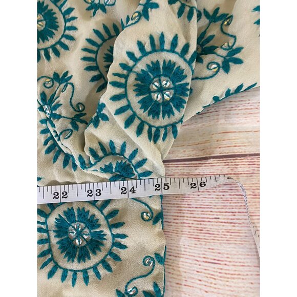 NWT Soft Surroundings Women's Teal Open Front Embellished Kimono - L/XL - Picture 8 of 12